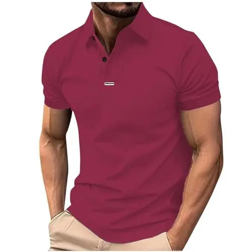 Produktbild: UHouse Poloshirt Herren Kurzarm Polo Shirt Sommer Golf Tshirt Sport Polohemd Bequeme Golfshirt Einfarbig Kurzarmshirt Lässig T-Shirt Männer Baumwolle Polo-Hemd Atmungsaktiv Sale Wein 3XL