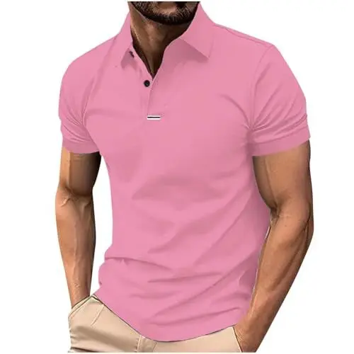Produktbild: UHouse Poloshirt Herren Kurzarm Polo Shirt Sommer Golf Tshirt Sport Polohemd Bequeme Golfshirt Einfarbig Kurzarmshirt Lässig T-Shirt Männer Baumwolle Polo-Hemd Meine Bestellungen Anzeigen Rosa L