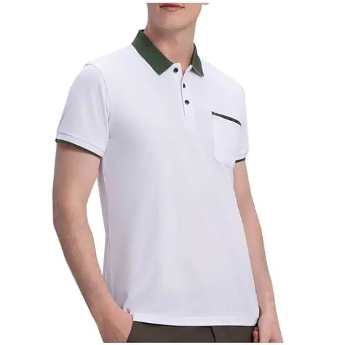 Produktbild: UHouse Poloshirt Herren Kurzarm Tennis Tshirt Sport Polohemd Sommer Polo Shirt Slim Fit Golf T-Shirt Männer mit Brusttasche Kurzarmshirt Baumwolle Atmungsaktiv Meine Bestellungen Anzeigen Weiß XL