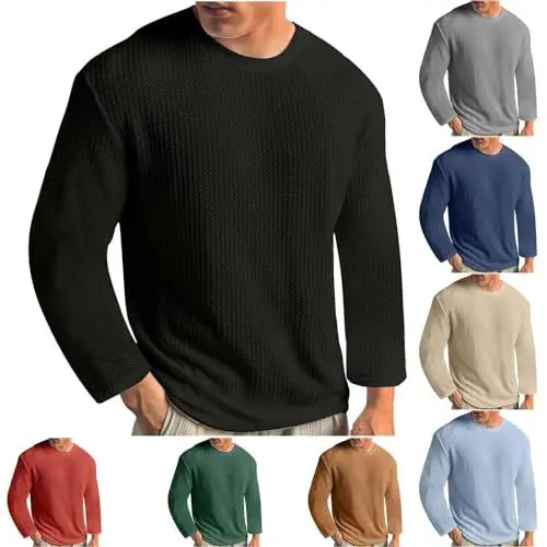 Produktbild: UHouse T-Shirts für Herren Langarm Tshirt Oversize Langarmshirt Freizeit Longsleeve Angebote Bequeme T Shirt Lang Arm Basic Shirt Rundhals Pullover Dünne Sweatshirt Deals of The Day Schwarz 3XL