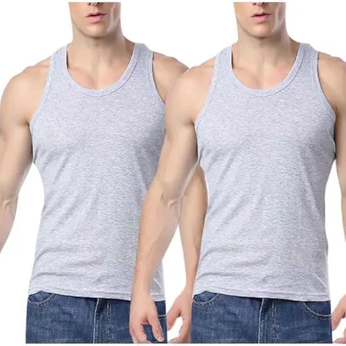 Produktbild: UHouse Unterhemd Herren Baumwolle Unterhemden 2er Pack Tank Top Leichte Herren-Unterhemden Feinripp Tanktop Fitness Muskelshirt Stretch Achselshirt Oversized Trägershirt Deals Grau XL