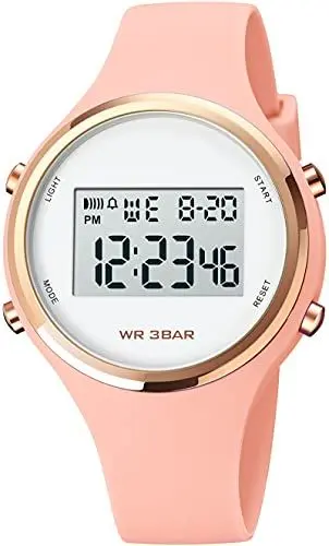 Produktbild: Uhren Damen Digitale Armbanduhr Frauen Kinderuhr Mädchen Multifonktion Damenuhr Digital Silikon Armband mit Licht Alarm Stoppuhr Rosegold
