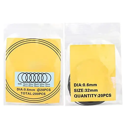 Produktbild: Uhrenrückseitendichtungen, 200 Stück O-Ring Wasserdichte Gummidichtungen Uhren-O-Ringe Dichtungen Uhrenrückseitendichtungen Reparaturwerkzeug Gummi-O-Ring-Sortiment-Kits(0,6 mm wasserdichter Ring)