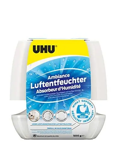 Produktbild: UHU Luftentfeuchter Ambiance, Bekämpft Feuchtigkeit und Schimmel in Wohnräumen von bis zu 50 m³, 500 g, weiß, 48155