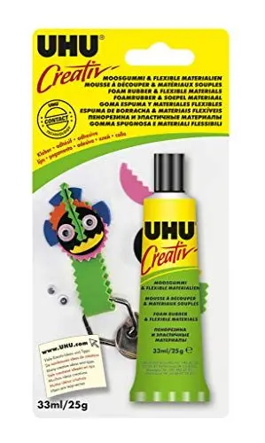 Produktbild: UHU Creativ' Spezialklebstoff für Moosgummi und flexible Materialien Tube, Schnell trocknender, flexibler Kontaktkleber 33ml
