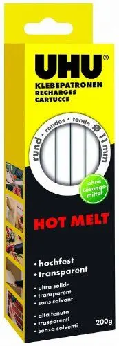 Produktbild: UHU Heißklebepatronen Hot Melt, Transparente Klebepatronen, 11 mm Durchmesser, transparent, 200g