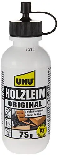 Produktbild: UHU Holzleim Original Flasche, Universeller Weißleim - geeignet für alle üblichen Holzarten und -verklebungen, 75g