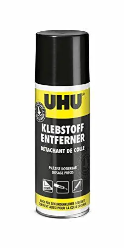 Produktbild: UHU Klebstoffentferner Spray Sprühdose, Super stark und effizient zum Entfernen von Klebstoff- und Farbrückständen, Ölflecken oder Fett, 200 ml