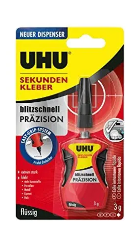 Produktbild: UHU Sekundenkleber blitzschnell Präzision, Sekundenkleber in einem Dosierspender mit 