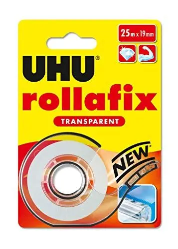 Produktbild: UHU rollafix Klebefilm, Transparentes Klebeband mit passendem Abroller, 19mm x 25 m