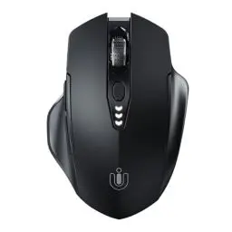 Produktbild: Uineer Bluetooth Maus, aktualisiert Maus kabellos Tri-Modus (BT 5.0/4.0+2,4 GHz), sichtbare Batteriestufe, ergonomische Computer Maus, 4 einstellbare DPI, funkmaus für Laptop und PC, schwarz