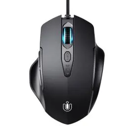 Produktbild: Uineer Maus Mit Kabel, ergonomisches Design, bis zu 7200 DPI einstellbar mit 6 Tasten, Computer Maus PC Laptop Computer,Plug & Play,Matte Black
