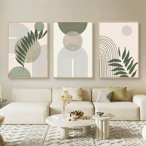 Produktbild: Uixxducc 3-teiliges Boho Bilder Set Moderne Grüne Pflanze Poster Aesthetic Wandbilder Wohnzimmer Schlafzimmer Deko, Ohne Rahmen (30x40cm)