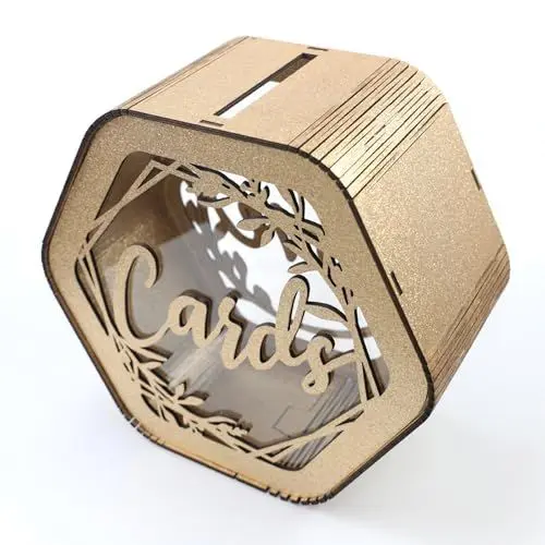 Produktbild: UIYIHIF Hochzeitskartenbox, DIY Ausgehöhlter Hochzeitsbriefkasten mit Lichterkette, Rustikaler Hochzeitsgeschenkkartenhalter aus Holz für Hochzeitsempfang, Brautparty und Jubiläum