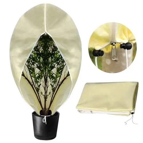Produktbild: Ujaxjaxi Winterschutz für Kübelpflanzen 180CMx210CM,XL/XXL Winterschutz für Pflanzen Frostschutz Pflanzen, Wiederverwendbar Winterschutz für Palmen,Olivenbaum,Blumen mit Reißverschluss und Zugband