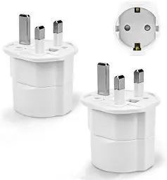 Produktbild: UK Adapter Reiseadapter, 2 Pack Adapter England Deutschland Stecker,UK Adapter für EU zu England/Schottland/Irland/Dubai/Maldives,Weiß