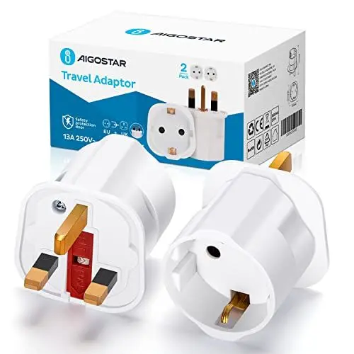 Produktbild: UK Steckdose Reiseadapter England Deutschland Stecker, Stromadapter Reisestecker Schuko EU zu UK Adapter Weiß