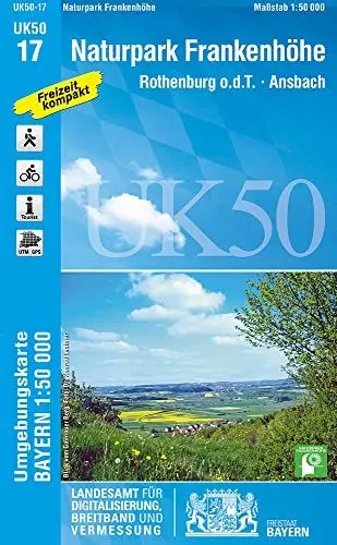 Produktbild: UK50-17 Naturpark Frankenhöhe, Rothenburg o.d.T., Ansbach: Neustadt an der Aisch, Langenzenn, Heilsbronn, Feuchtwangen, Bad Windsheim, Windsbach, ... Karte Freizeitkarte Wanderkarte)