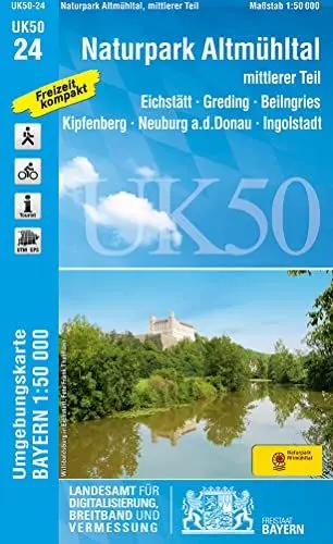Produktbild: UK50-24 Naturpark Altmühltal mittlerer Teil: Eichstätt, Greding, Beilngries, Kipfenberg, Neuburg a.d.Donau, Ingolstadt, Heideck, Berching, Dietfurt ... Karte Freizeitkarte Wanderkarte)