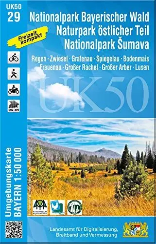 Produktbild: UK50-29 Nationalpark Bayerischer Wald, Naturpark östlicher Teil, Nationalpark Sumava: Regen, Zwiesel, Grafenau, Spiegelau, Bodenmais, Frauenau, Großer ... Karte Freizeitkarte Wanderkarte)