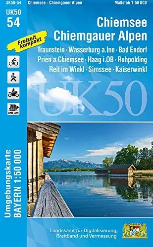 Produktbild: UK50-54 Chiemsee, Chiemgauer Alpen: Traunstein, Wasserburg a.Inn, Bad Endorf, Prien a.Chiemsee, Haag i.OB, Ruhpolding, Reit im Winkl, Simssee, ... Karte Freizeitkarte Wanderkarte)