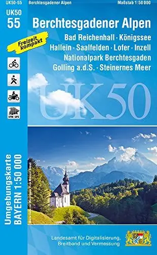 Produktbild: UK50-55 Berchtesgadener Alpen: Bad Reichenhall, Königssee, Hallein, Saalfelden, Lofer, Inzell, Nationalpark Berchtesgaden, Golling a.d.S, Steinernes ... Karte Freizeitkarte Wanderkarte)