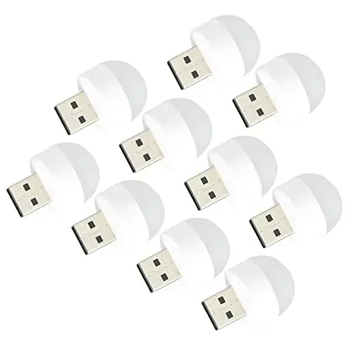 Produktbild: UKCOCO 10St LED-Nachtlicht Zeltheringe für harten Boden LED-Lichtquelle Nachtlichter zu Hause Tragbares USB-Licht Glühbirnen einstecken Mini Die Glühbirne Auto Licht reisen Abs