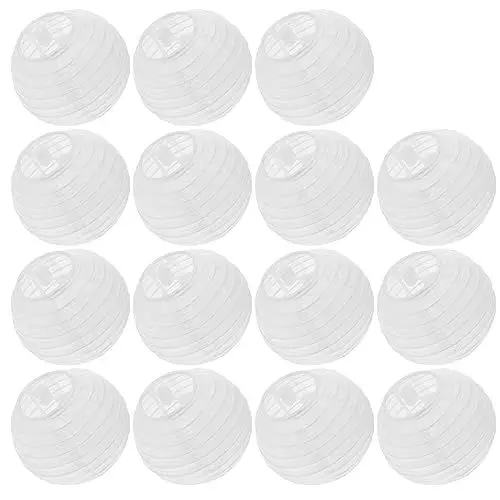 Produktbild: UKCOCO 15 Stück 4 Hängende Papierlaternen Partei Laternen Papierlaternen Dekorativ Dekorative Papierlaternen Außen Lampions Chinesische Hochzeitsdekoration Kind Kürbis Runde Laterne Weiß