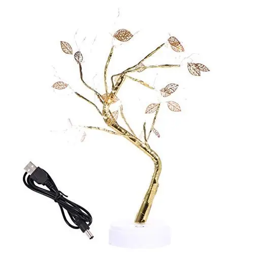 Produktbild: UKCOCO 1Stk Baum Lichter Nachtlampe zu Hause Tischlampe Baum Desktop-Bonsai-Baum Party-Nachtlampe dekorative Lampe LED Bonsai Baum Schreibtischlampe Blätter Licht gestalten Kupferkabel