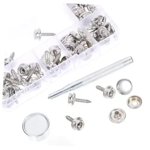 Produktbild: UKCOCO 1satz Edelstahl Snap Fastener Kit Mit Druckknöpfen Installationswerkzeugen Und Aufbewahrungsbox Für Kleidung Möbel Und -projekte Rostfrei Und Langlebig