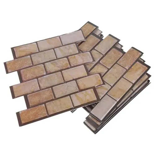 Produktbild: UKCOCO 1 Satz Hintergrund Wasserdichte Tapete Büro Tapete Wandverkleidung Küche Tapete Schlafzimmer Tapete Ziegelsteintapete Selbstklebende Tapete 3d-backsteintapete Pvc Brown 6st