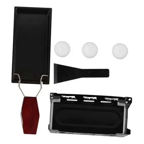 Produktbild: UKCOCO 1 Satz Käsepfanne kochen Campingvorräte kleiner Grillteller Käseschmelzpfanne Griddle Bratplatte Küchenwaren Holz Black