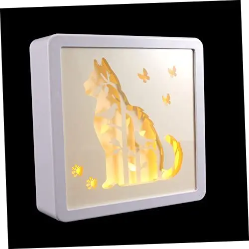 Produktbild: UKCOCO 1 Satz Licht Und Schatten Papierschnitzlampe Neuheit Beleuchtung Nacht Papierskulpturen Licht Papierschnitt-nachtlicht Led-schatten 3d Scherenschnittlampe Plastik Schreibtisch Weiß