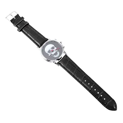 Produktbild: UKCOCO 1stk Herrenuhr Quarzuhr Mit Themenorientierte Halloween-Uhr Halloween-Accessoire Armbanduhr Totenkopfuhren Für Herren Skelettuhr Junge Rostfreier Stahl Student Quarzuhren