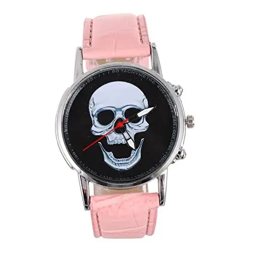 Produktbild: UKCOCO 1stk Herrenuhr Totenkopfuhr Themenorientierte Halloween-Uhr Schädeluhren Für Männer Für Kinder Ansehen Quartz Uhr Damenarmbanduhren Skelett Uhr Pu-Leder Junge Zubehör Student