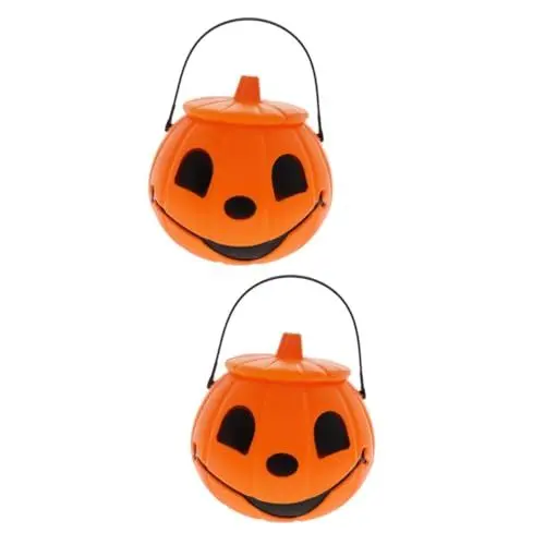 Produktbild: UKCOCO 2 Stück 17 Cm -handlaterne Aus Kunststoff Für Jungen Und Mädchen Mit Orangefarbenem Halloween-