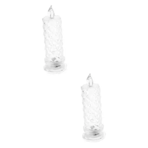Produktbild: UKCOCO 2st Elektronisches Kerzenlicht Led Stumpenkerzen Kerze Led-lampe Romantische Hochzeitskerzen Flackernde Kerzen Flammenlose Votivkerzen Kristall-led-kerzen Muster Plastik Teelicht
