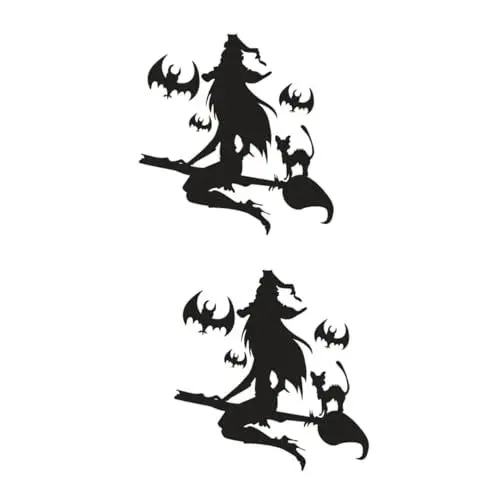 Produktbild: UKCOCO 2st Halloween-wandaufkleber Boden Halloween-party Halloween-aufkleber Halloween-wanddekorationen Tapete Wandbild Halloween- Halloween-fensteraufkleber Schwarz Pinup-aufkleber