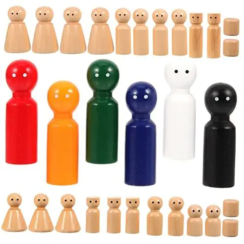 Produktbild: UKCOCO 30St bemalte Puppen Steckspiele Holz leere Stiftpuppen Holzspielzeug Kinderhandwerk Holzhandwerk kinderspielzeug spielzeug selber machen Holzpflöcke schmücken Baby