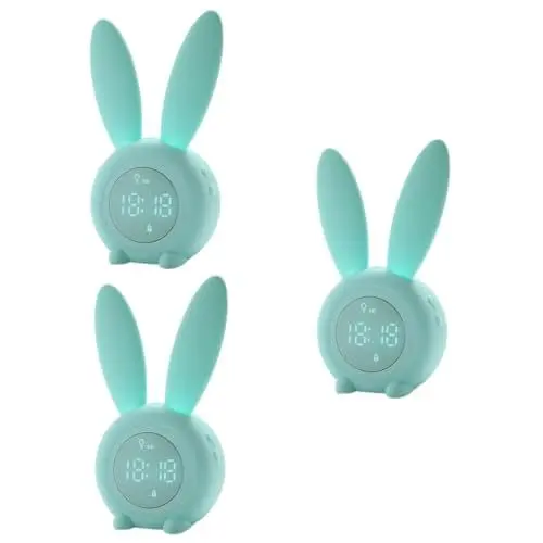Produktbild: UKCOCO 3st Kinderalarm Leuchtende Tieruhr Kaninchen Führte Nachtlampen Süßer Wecker Kawaii Zimmer Dekor Bettlicht Schlaftrainer Für Kinder Ok, Uhr Zu Wecken Student Mit Lichtern Kleinkind