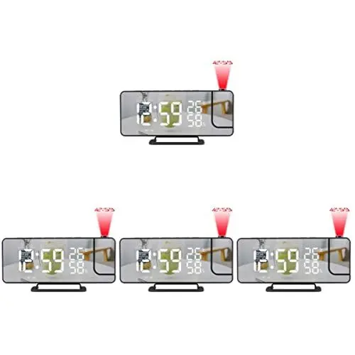 Produktbild: UKCOCO 4 Sätze Projektions Uhr Spiegeluhr Multifunktions-tischuhr Wecker Mit Großem Display Led-anzeige Uhr Funkwecker Kind Berührungsempfindlicher Bildschirm Handy Elektronisches Bauteil