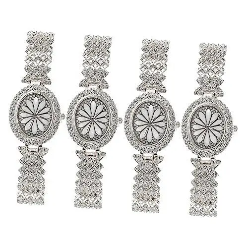 Produktbild: UKCOCO 4 Stück Damenuhr Armbanduhr Für Mädchen Modeuhren Für Damen Frauen Kristalluhr Uhr Mit Led-hintergrundbeleuchtung Armbanduhr Mit Strass Aktivitätsuhr Tragbar Quarz Fräulein Kleid