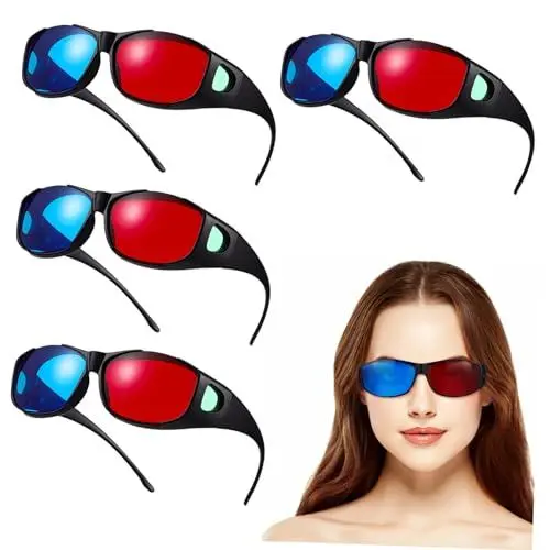 Produktbild: UKCOCO 5 Stück Rote Und Anaglyphen-3d-brillen Für Video-es Leichte 3D-Brille Bequeme Passform Für Filme Und Fernsehen