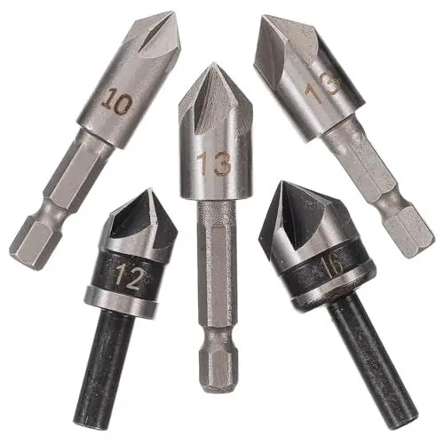 Produktbild: UKCOCO 5-teiliges Senkbohrer-set mit Entgratungswerkzeug Senkbohrer Gewindebohrer für Die Holz- und Metallbearbeitung