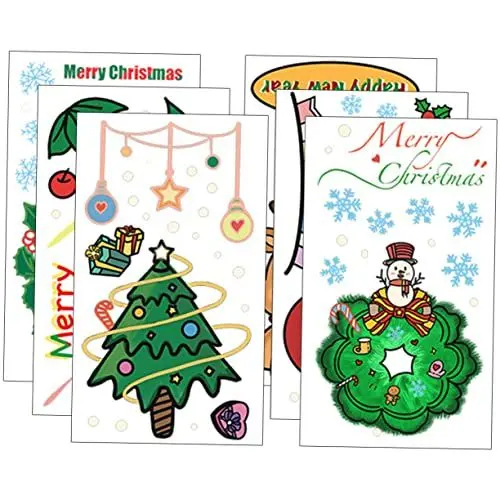 Produktbild: UKCOCO 6St Weihnachtsfensteraufkleber -Fensteraufkleber abnehmbare Wandhalterung Weihnachtsaufkleber Weihnachtsfensterbilder Weihnachtsdekoration entfernbare Wandaufkleber