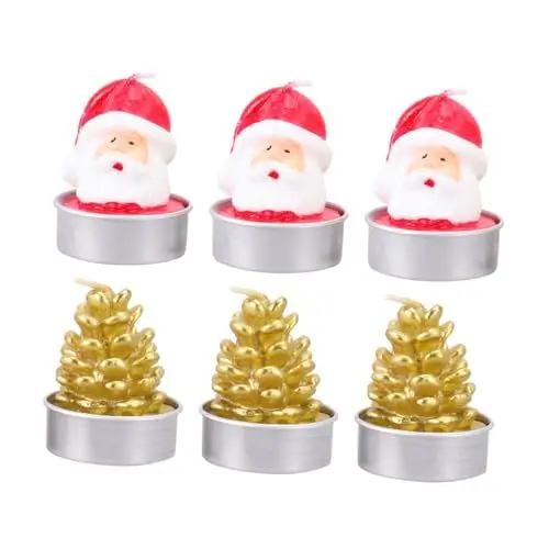 Produktbild: UKCOCO 6St die Weihnachtskerze Teelichter Weihnachtsteelicht Weihnachtskerzenlicht weihnachtskerze geschenke Adventskerzen Ornament Dekor Weihnachten kleine Kerze Leuchter schmücken