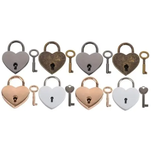 Produktbild: UKCOCO 8 Stk Liebe Paar Vorhänge schloss schlösser für spinde spindschlösser Paar Schlösser Kosmetiktasche für die Reise Vorhängeschloss Metallschloss Schrankschlösser Herzschloss Taschen