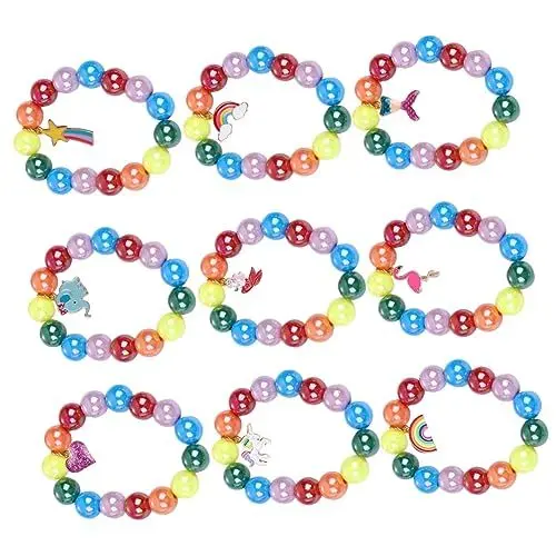 Produktbild: UKCOCO 9st Kinderarmband Edelsteinarmband Cartoon Armband Frauen Armband Kristallarmband Männer Handgelenk Perlen Viel Glück Armband Männer Perlen Armbänder Acryl Mode Anhänger