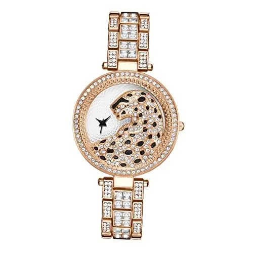 Produktbild: UKCOCO Anschauen Strass Uhren Damen Diamantuhren Für Damen Kristalluhren Bling Aus Damenuhren Mit Strass Armbanduhr Mit Strass Modeuhren Für Damen Frau Leopard Legierung Schwesterntisch