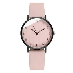 Produktbild: UKCOCO Damen Armbanduhr Lederarmband Uhr Edelstahl Leder Uhr Leicht zu lesen Uhr große Zifferblatt Zahl Uhr Damen Beige, Rose, 0.8X4X23.8CM, Rosa